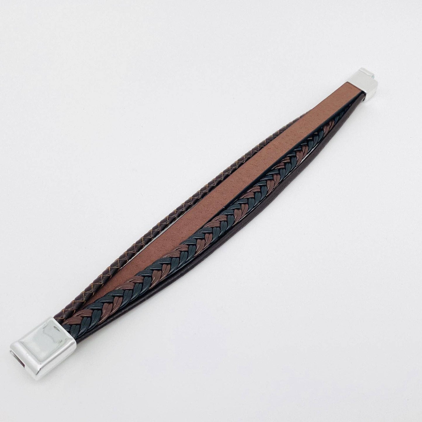 Handmade Leather Cross Men's Magnetic Buckle Bracelet -MJ/BC