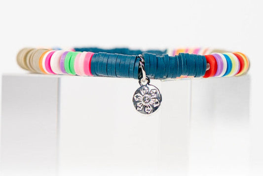 Multi-Color Katsuki Beads Earth Tones Bracelets - Tan, Pink & Dark Blue