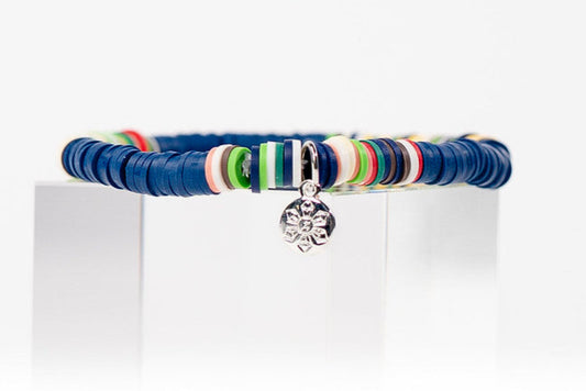 Multi-Color Katsuki Beads Earth Tones Bracelets -  Dark Blue & Rainbow colors