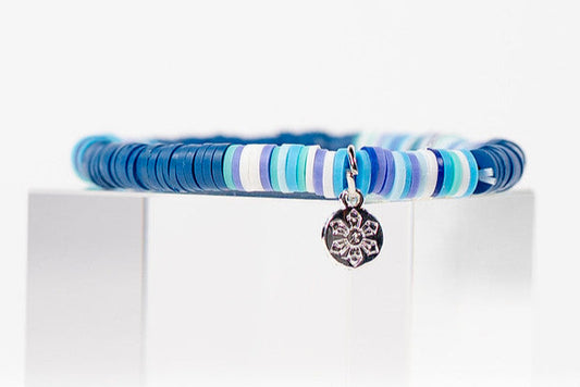 Multi-Color Katsuki Beads Earth Tones Bracelets - Navy Blue & Light Blue