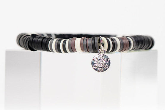 Multi-Color Katsuki Beads Earth Tones Bracelets - Black, White & Tan