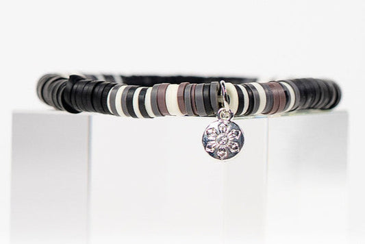 Multi-Color Katsuki Beads Earth Tones Bracelets - Black, White & Tan