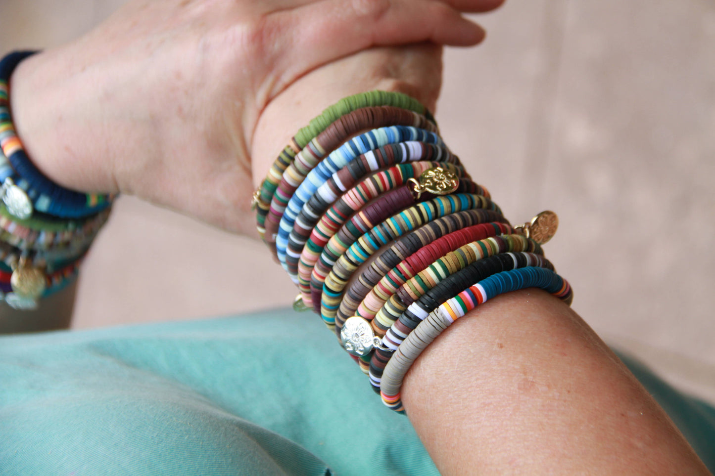Multi-Color Katsuki Beads Earth Tones Bracelets -  Avacado & Earth Tones